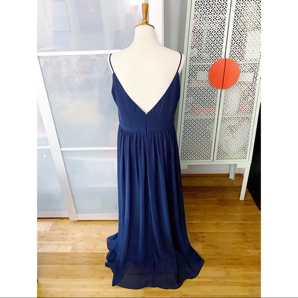 Bill Levkoff #Levkoff Chiffon A-Line Gown in Navy - Picture 2 of 12